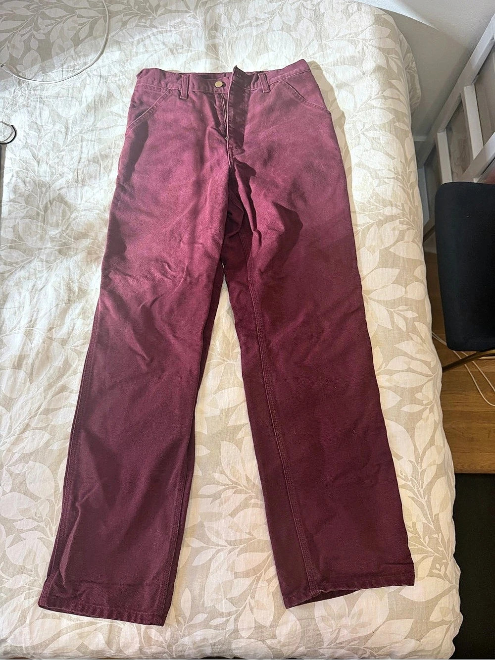 Carhartt Relaxed Fit Maroon Cargo Pants Waist 25 x 32